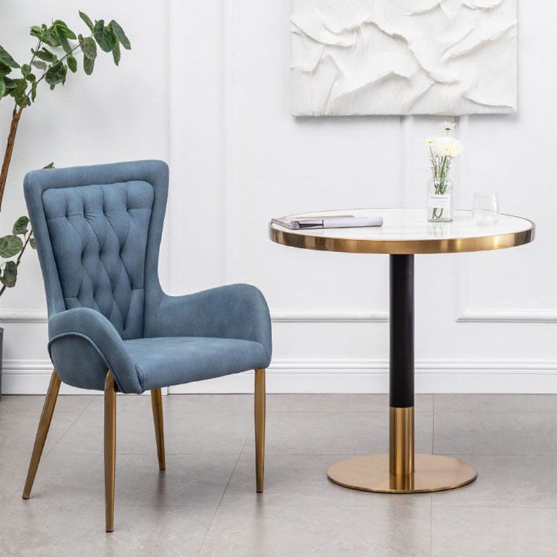 Glam Metal Arm Dining Chair Upholstered Dining Side Chair for Home Use
