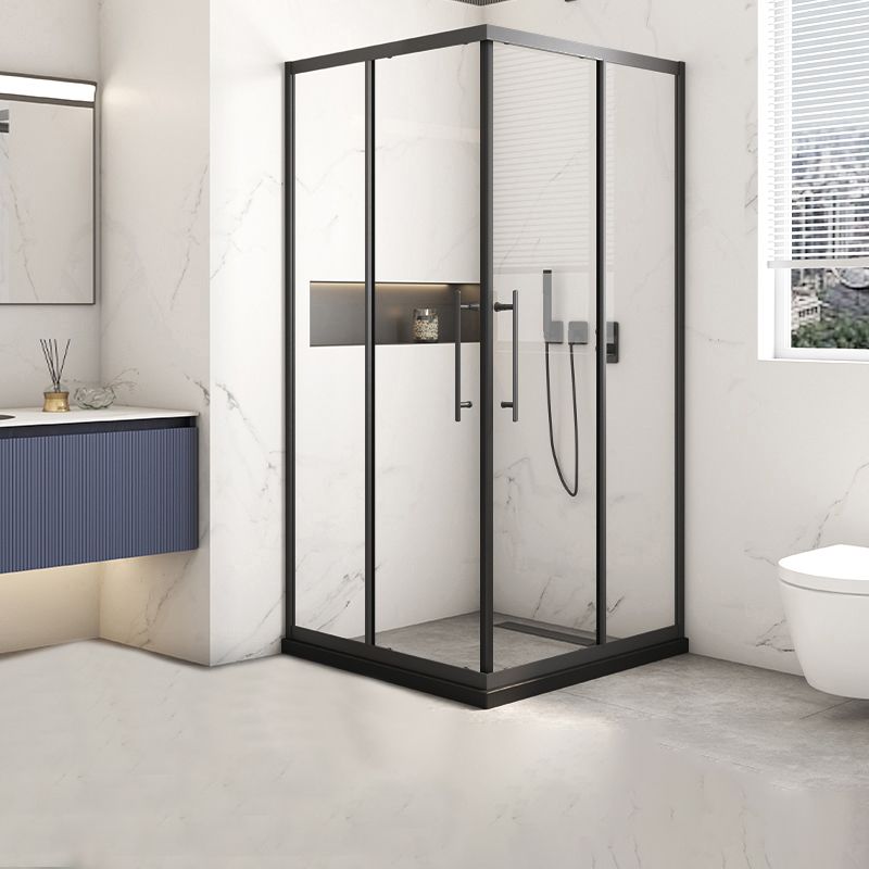 Black Framed Shower Doors Double Sliding Tempered Shower Bath Door