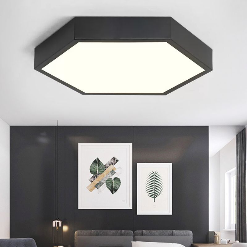 Plafonnier monochrome élégant nordique hexagone LED plafonnier pour porche