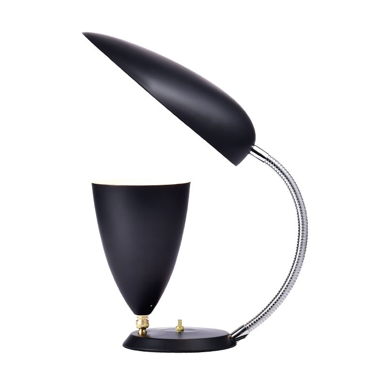 Iron Sharp Tongue and Cone Table Light Modern LED Reading Lamp in White/Black/Grey with Adjustable Arm