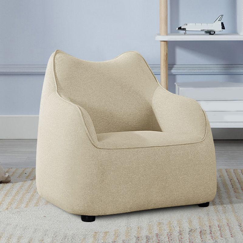 Track Arms Armchair Linen Blend Accent Armchair with Solid Wood Frame, Camel Back