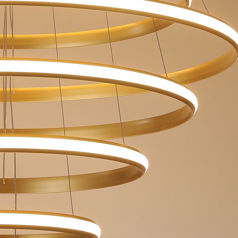 Luce a sospensione ad anello luminoso esterno Simplicità lampadario della hall in metallo in oro