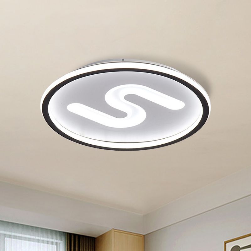 S-Shaped Acryl Plafond Verlichting Hedendaagse Zwart/Goud LED Flush Light Fixture, Warm/Wit Licht