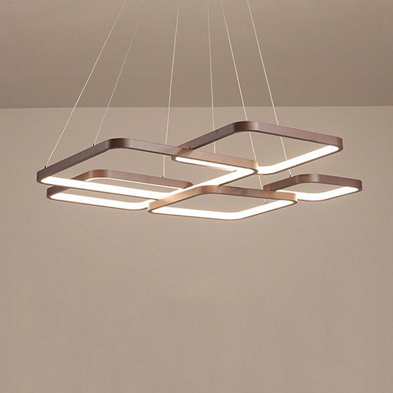 Brown Aluminum Hanging Pendant Lights Modern Hanging Lamps for Living Room