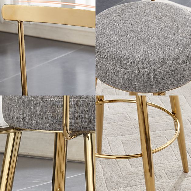 Glam Round Counter Bar Stool Low Back Footrest Counter Stool with Gold Base