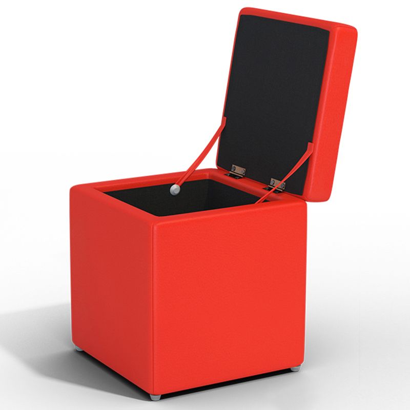 Tufted Mildew Resistant Ottoman Faux Leather Square Mid-Century Modern Cube Ottoman