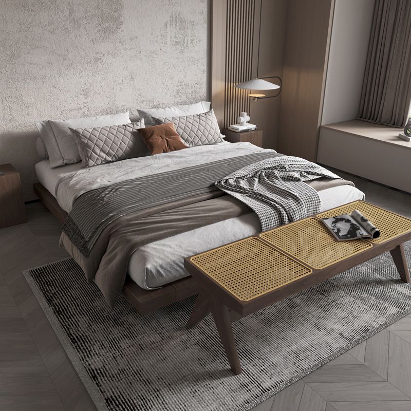 Contemporary Wood Platform Bed Frame Solid Color Pine Wood Bed