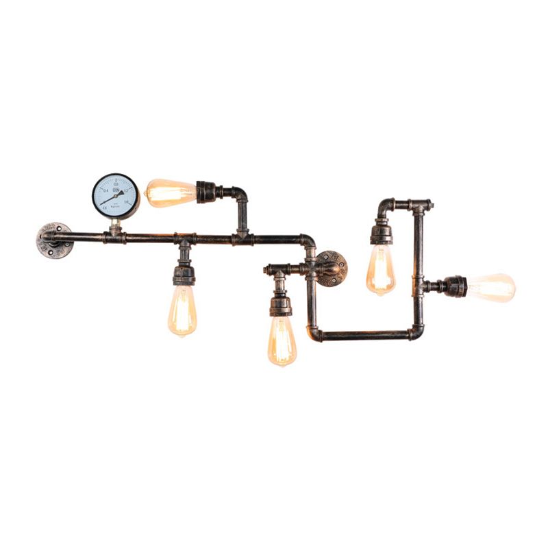 Iron Water Pipe Wall Lights Industrial 5 Head Wall Mount Fixture