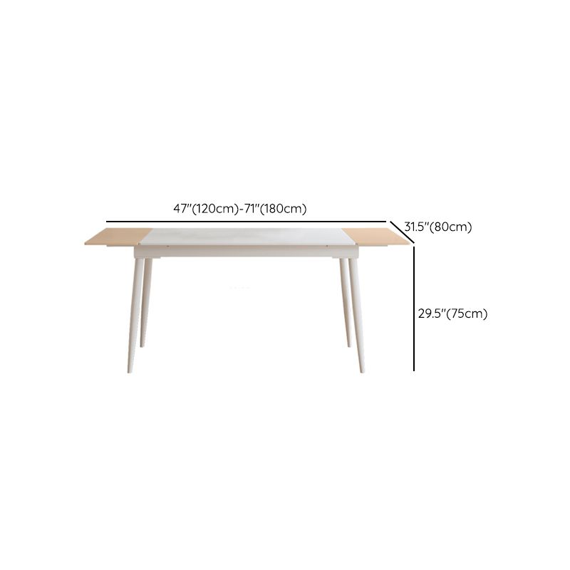 Contemporary 1/2/5/6/7 Pieces Dining Room Set Rectangle Stone Furniture in White