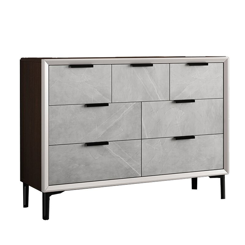 33.46"Tall Grey Accent Chest, Wooden Rectangle Cabinet with Drawers