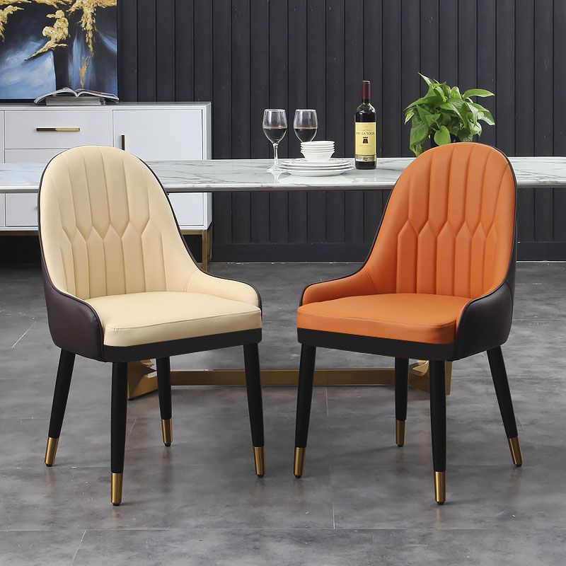 Scandinavian Upholstered Dining Side Chairs Solid Back Dining Side Chair