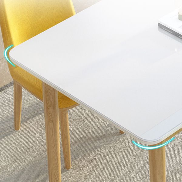 Contemporary White Rectangle Glass Top Dining Table with Legs