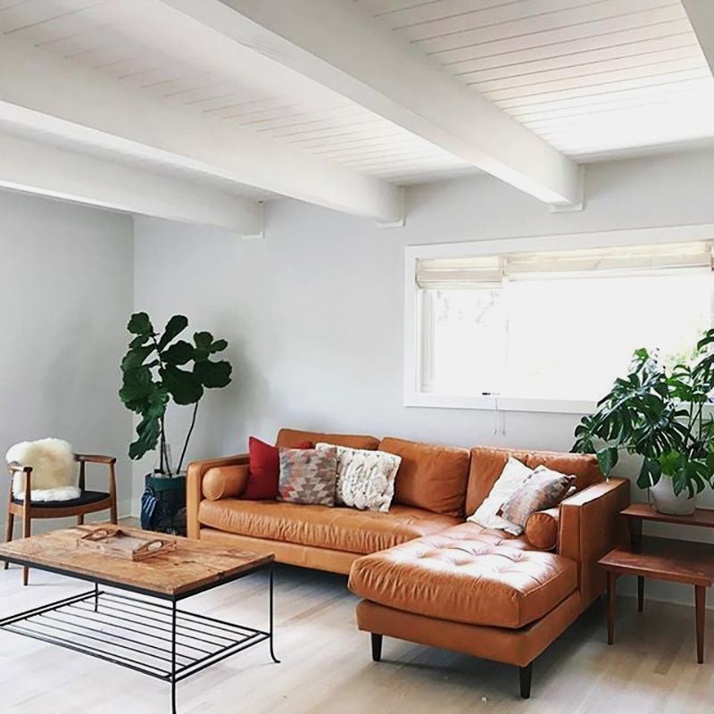 33,46 "H divano a braccio quadrato in pelle Hen con cuscini di riempimento per l'appartamento