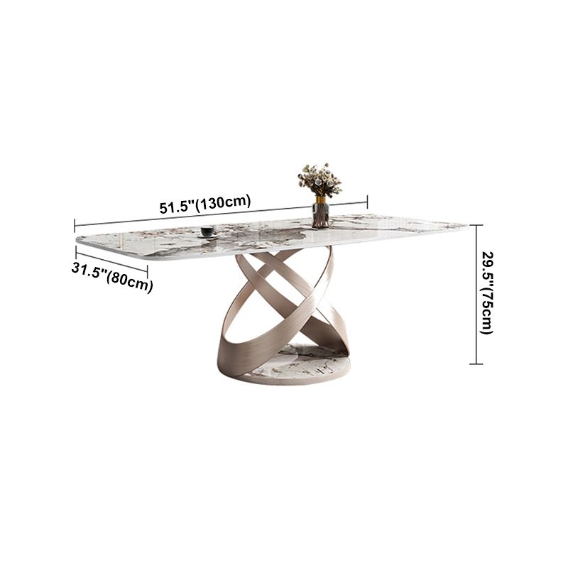 Mesa de comedor de rectángulo de lujo tradicional colección de comedor de pedestal de piedra