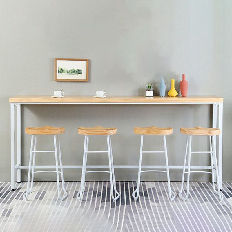 Industrial Style Rectangle Bar Table Solid Wood Fixed Bistro Bar Desk