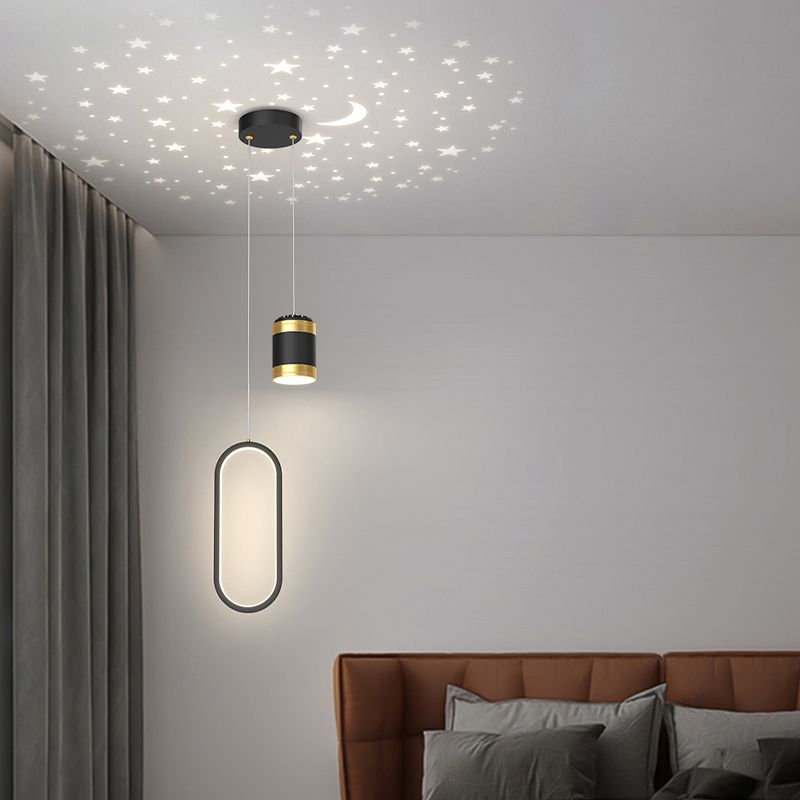 Metal Geometric Pendant Light Modern 2 Lights LED Hanging Pendant for Living Room
