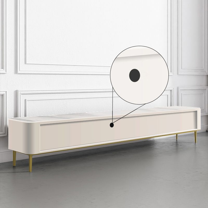 Stone Enclosed Storage TV Stand Glam Style TV Cabinet with 2 Drawers