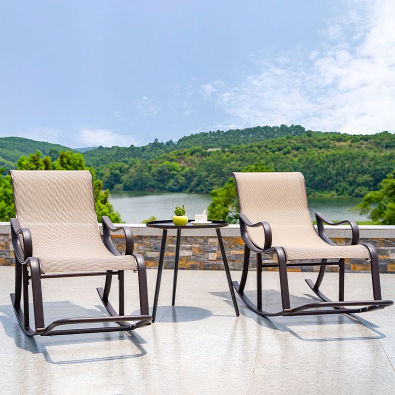 Ergonomic Wicker Rocking Chair with Cushion Spindle Rocking Accent Chair for Outdoor