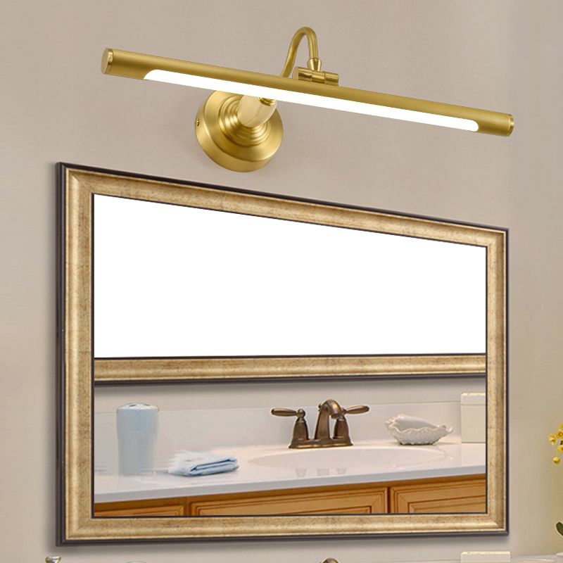 Linear Metal Wall Sconce Modern Style 1 Light Mirror Wall Mount Light Fixture in Brass