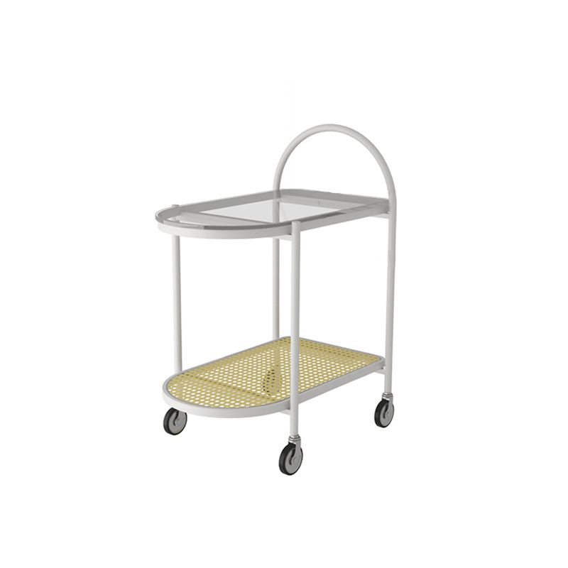 Modern Glass Corner Table Double Tier Side End Table with Storage