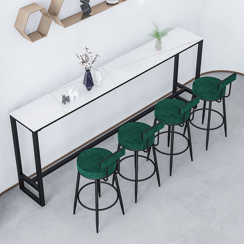 Contemporary Style Upholstered Counter Stool Bar-height Bar Stool with Metal Legs