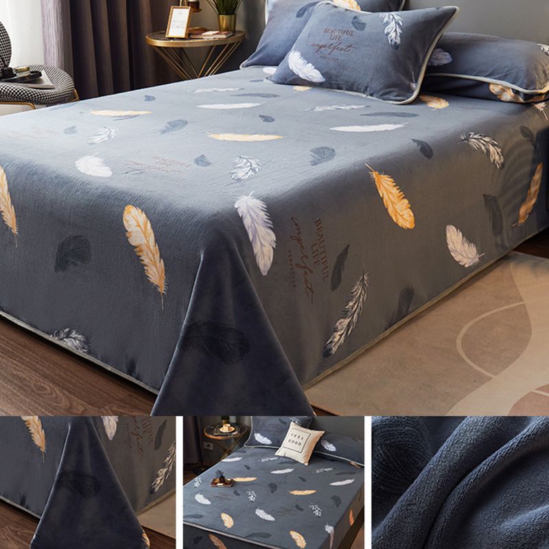 One Piece Sheet Printed Polyester Fade Resistant Breathable Flannel Bed Sheet