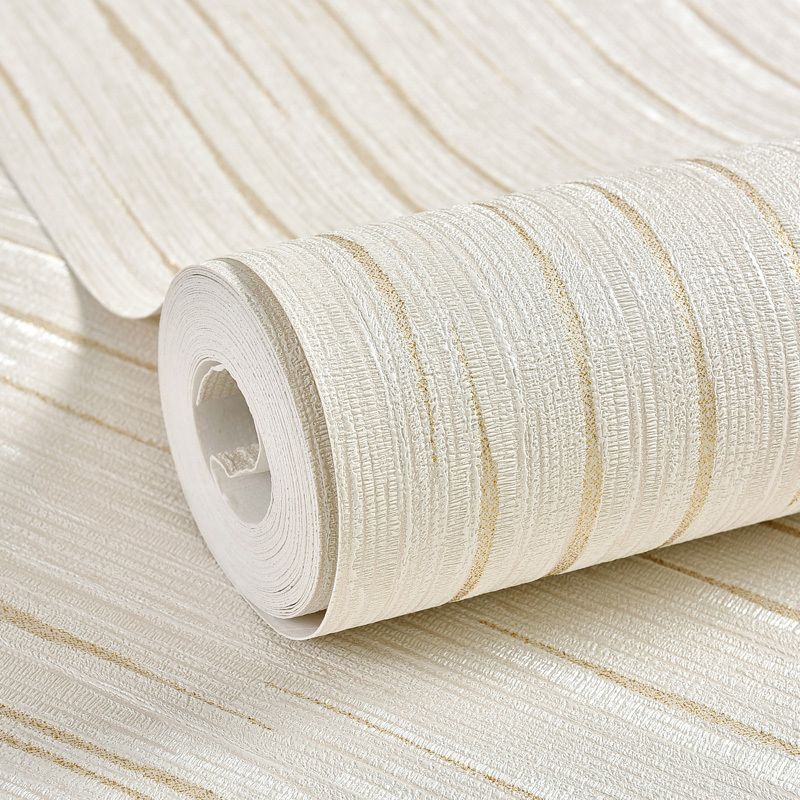 Rouleau de papier peint auto-adhésif à rayures, décoration murale simple de couleur claire pour chambre à coucher, facile à enlever