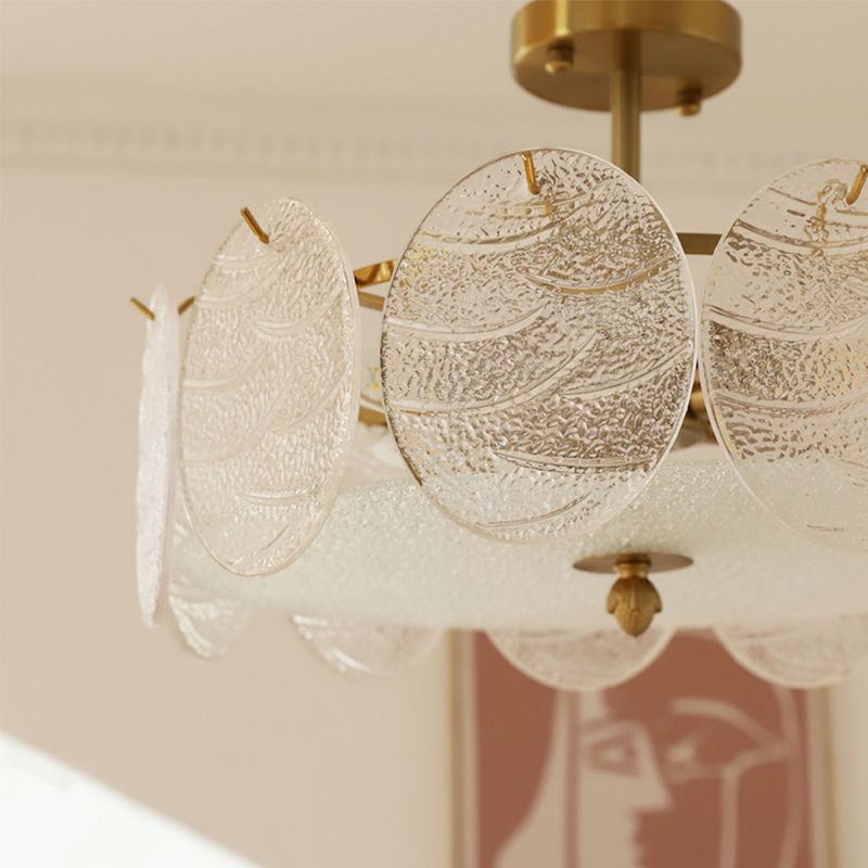 Contemporary Ceiling Lamp Round-shaped Glass Flush Mount Light Fixture