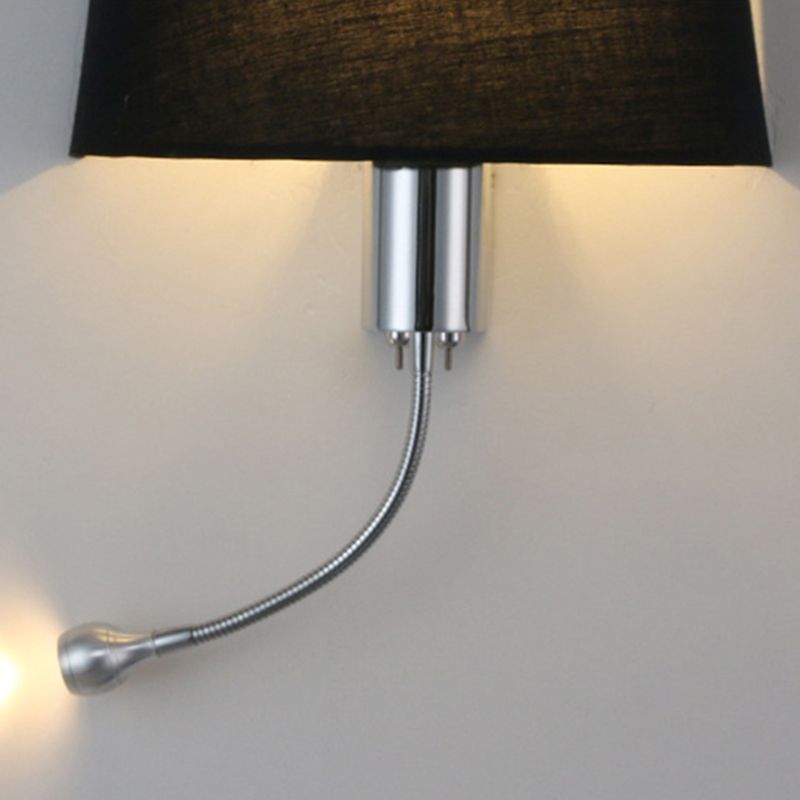 Modernism Metal Wall Light Polish Finish Fabric Shaded Lighting for Bedroom