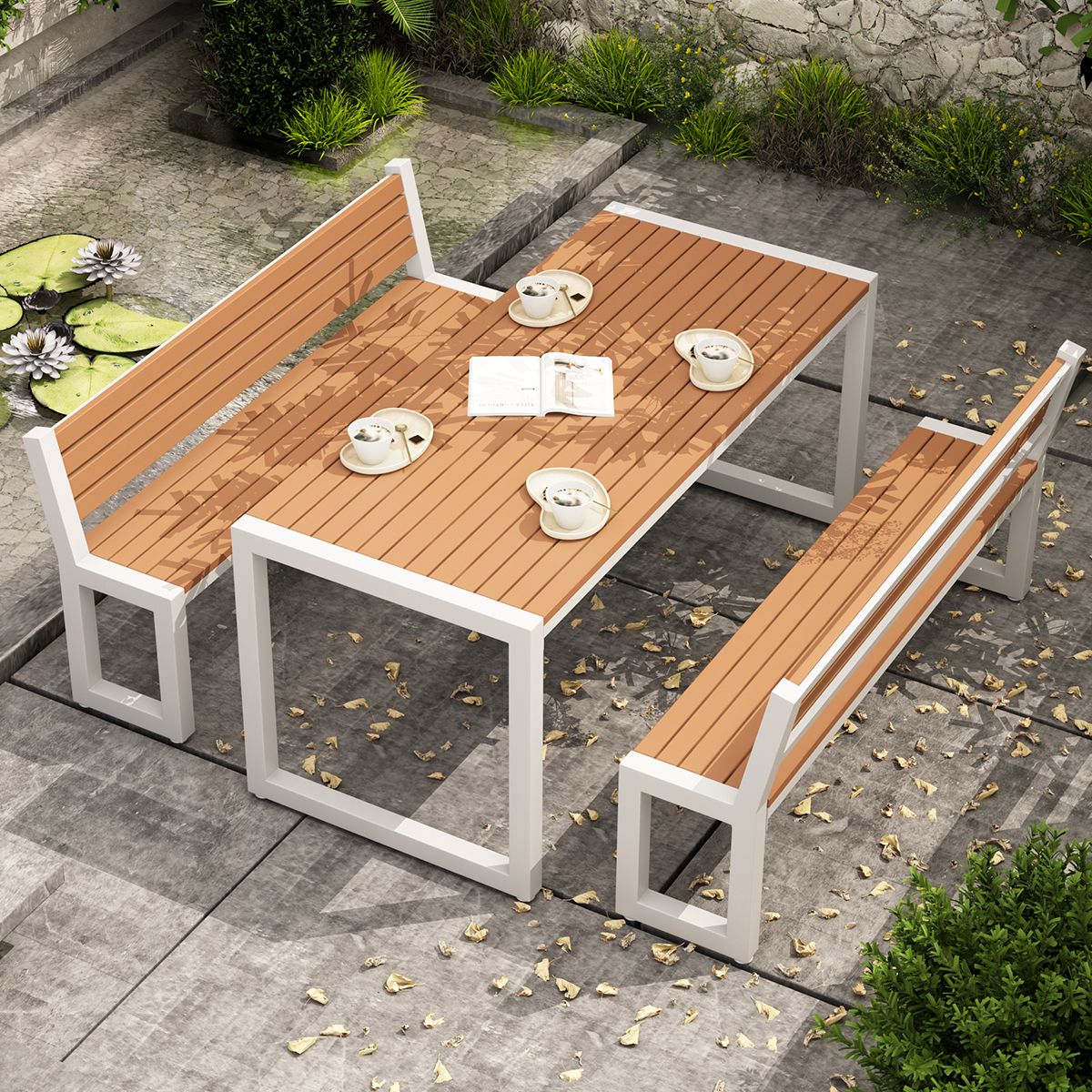 Metal Frame Contemporary Dining Table Outdoor Rectangle Patio Table