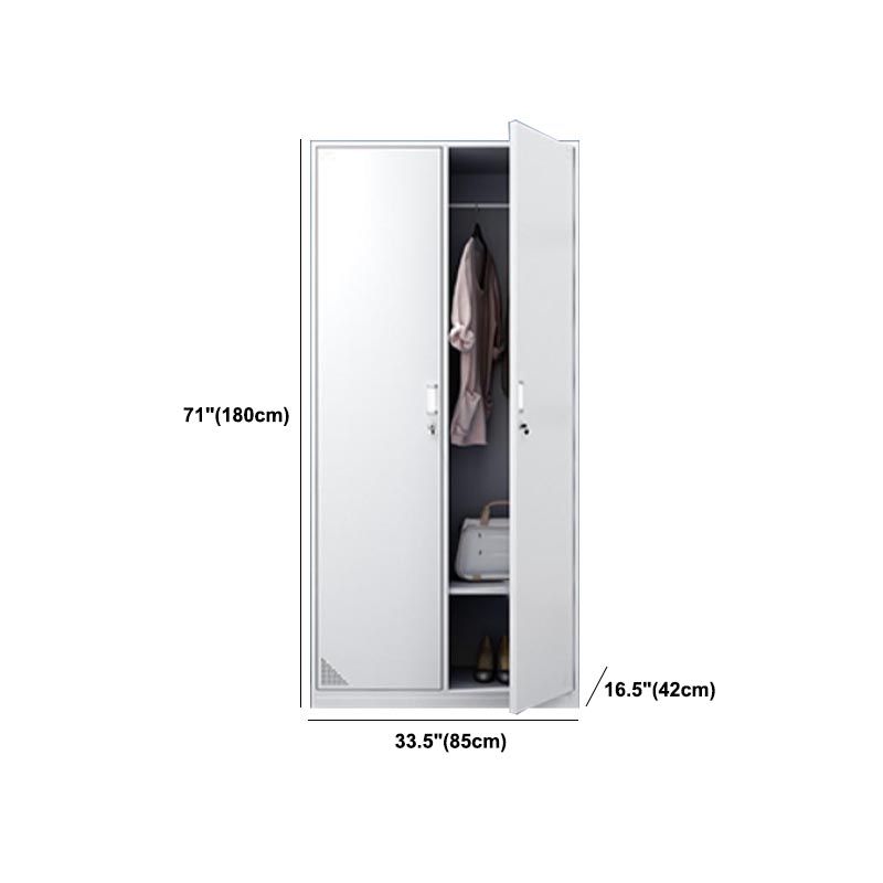 Contemporary Wardrobe Armoire White Color Steel Wardrobe Closet with Locks