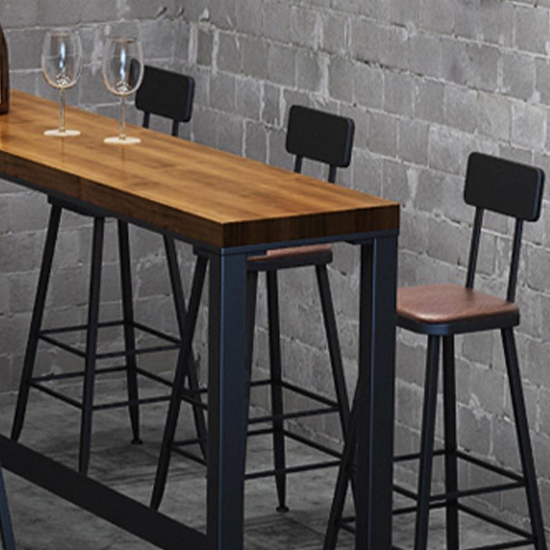 Industrial Solid Wood Bar Table Set 1/2/3/7 Pieces Counter Table with Upholstered Stools