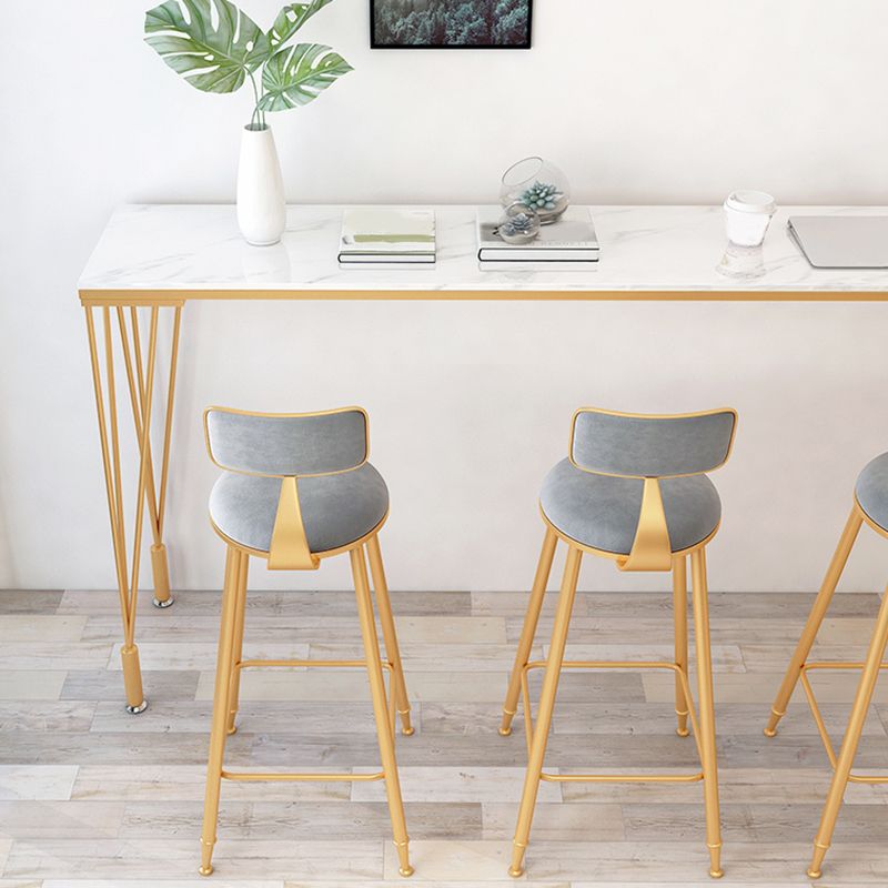 Glam Style Bistro Bar Table Rectangle Faux Marble Bar Table for Living Room