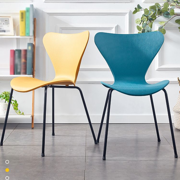 Sillas de comedor de metal contemporáneo, silla lateral sin brazos para cocina
