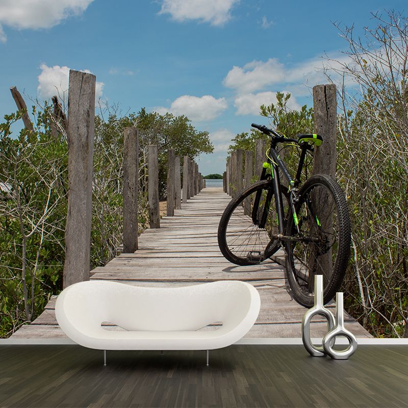 Bike Mural Wallpaper Home Decor Unique Design for Man Boy Room, Custom Size Available