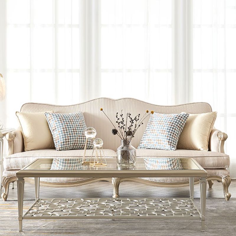 French Country Sloped Arms Sofa with Tight Back in Solid Wood