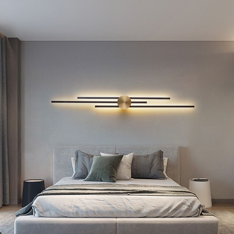 Moderne geometrische Wandleuchte mit mehrköpfiger Wohnzimmerwandhalterung mit Metallschatten