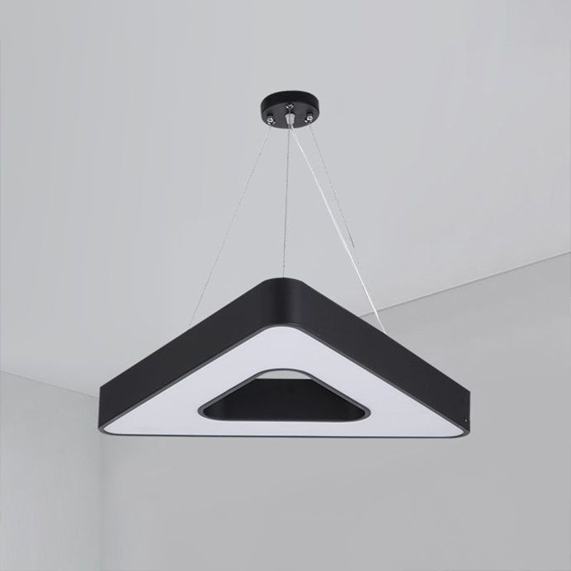 Triangle Chandelier Lighting Minimalist Acrylic Conference Room LED Pendant Light in Black