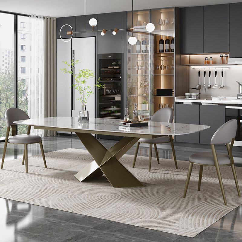 Luxurious 1/2/4/5 Pieces Rectangle Dining Set Sintered Stone Top Dinette Table Set