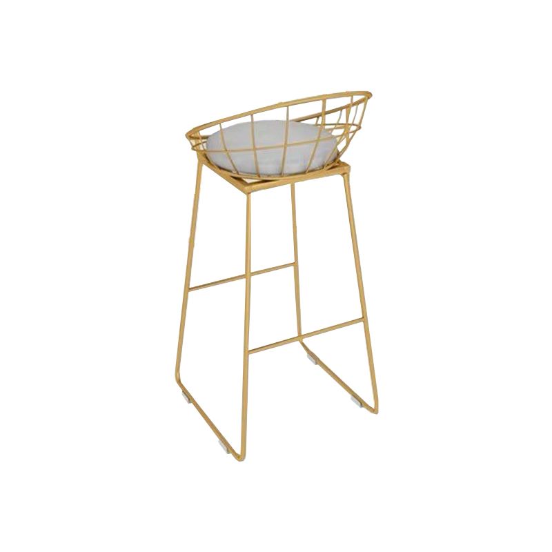 Armless Dining Stools Glam Upholstered Bar Stools with Metal Base