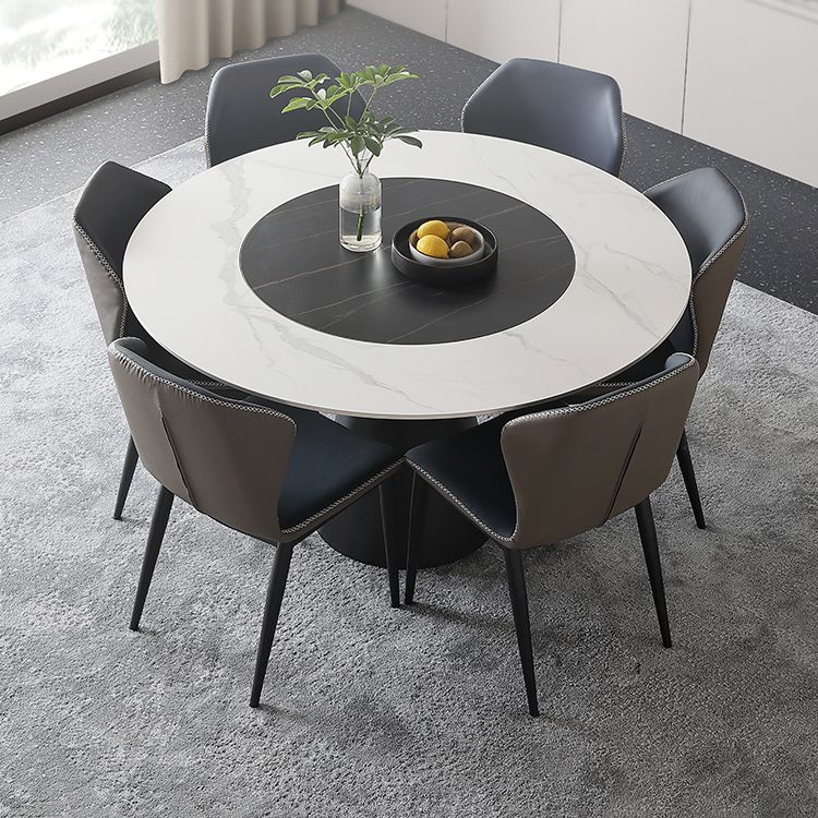 Contemporary Sintered Stone Round Table Set 1/4/7 Pieces Dining Set
