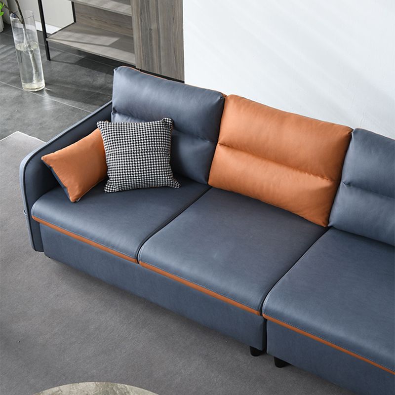 Modern Square Arm Sofa 4-Seat Couch with Pillow Back Cushions and Storage