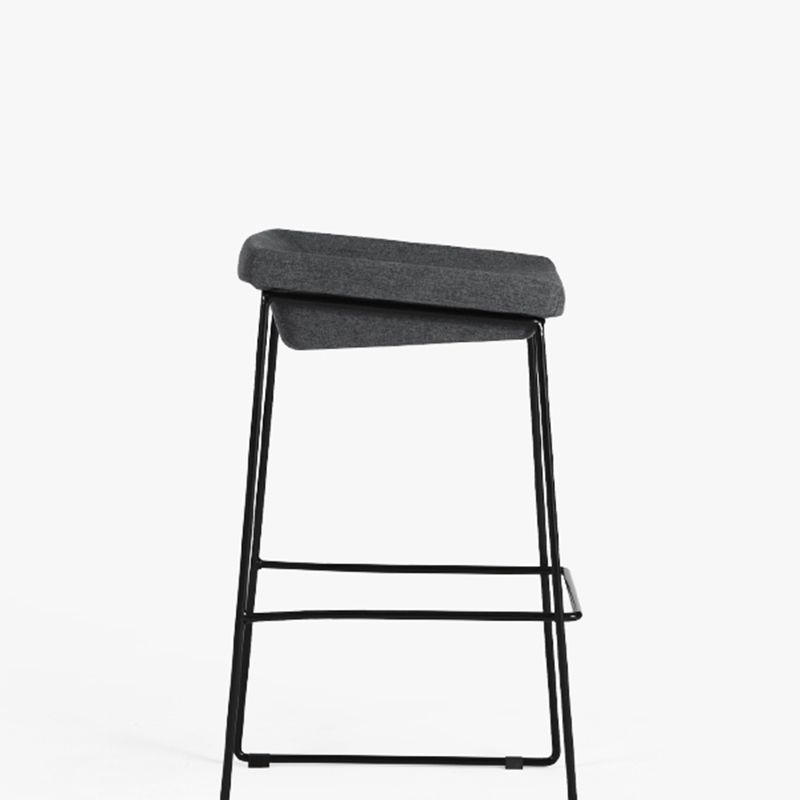 Modern Armless Backless Counter Stool Iron Bar Stool with Cushion and Pedal for Kitchen