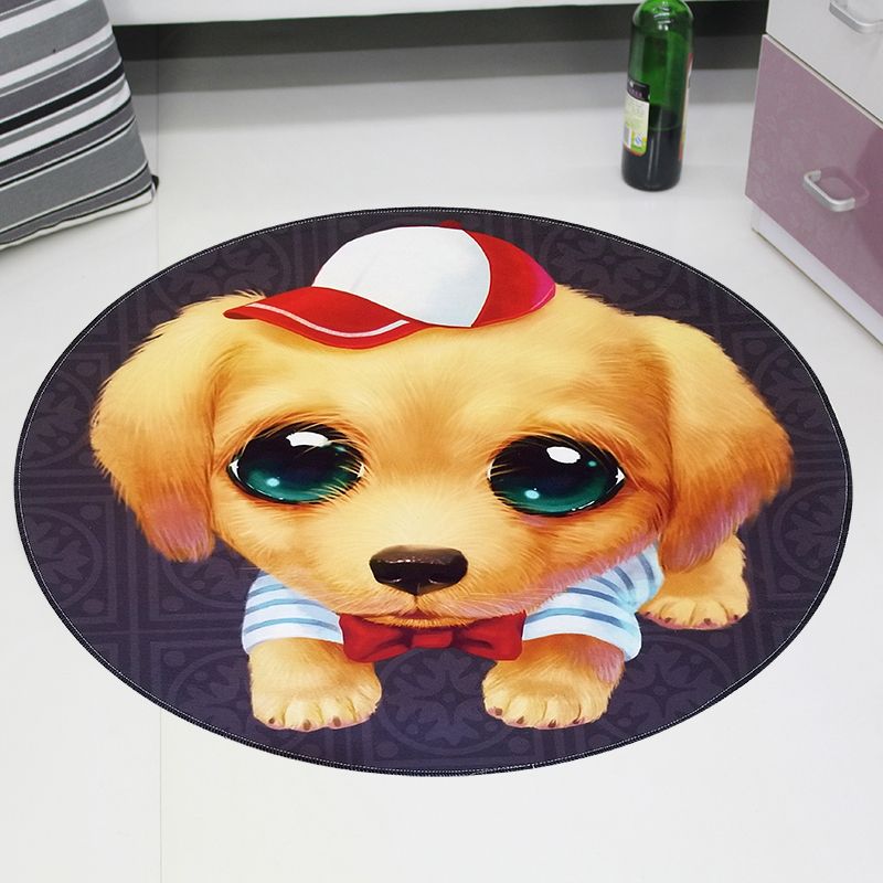Cute Pet Patterned Rug Multi Colored Cartoon Carpet Cotton Stain Resistant Non-Slip Backing Pet Friendly Rug for Bedroom