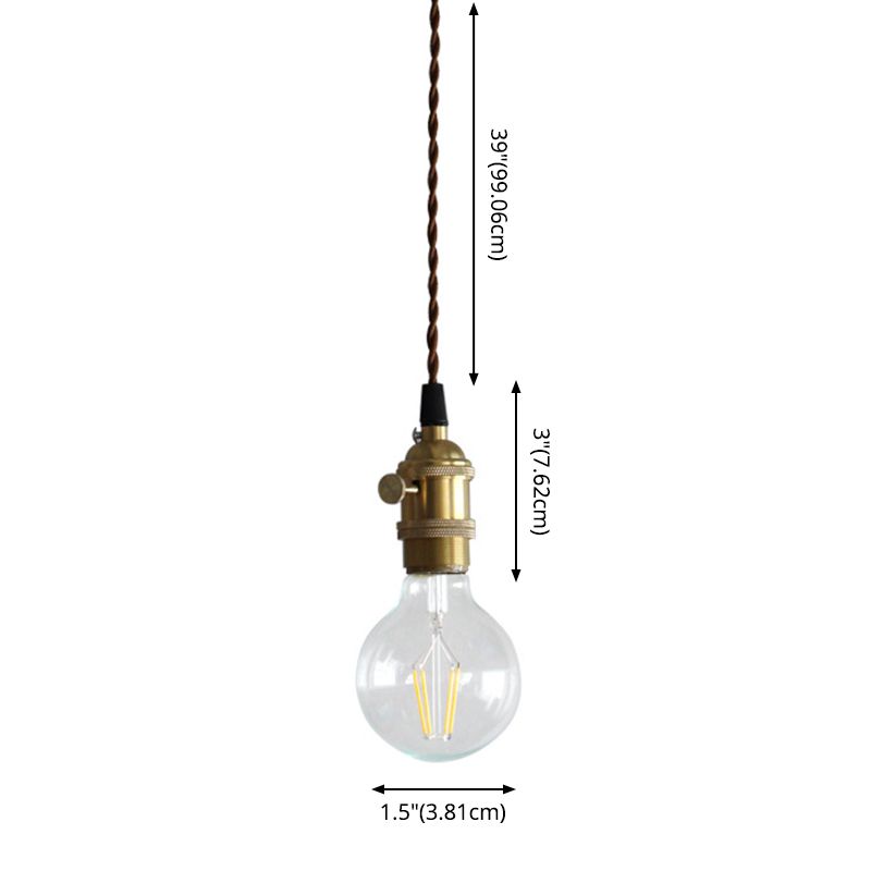 Messing Finish exponierte Glühbirne Anhänger Industrial Metal 1-Light-Nacht-Federung mit Rotary Switch