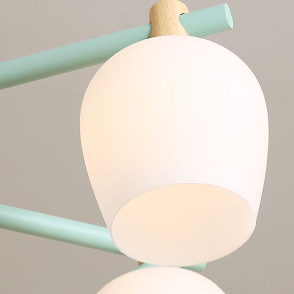 Modern Can Shape Branch Hanging Light Glass Multi Light Chandelier for Bedroom