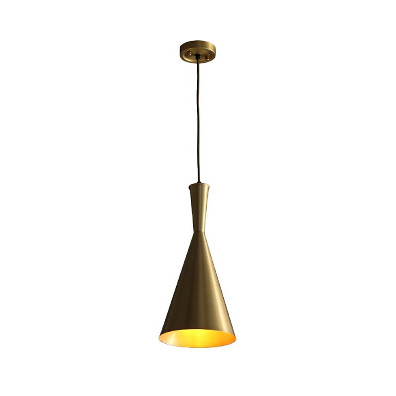 Entonnoir finition noir / doré Hanging Lightture Vintage Metallic 1 Bulbe Roard Roard Plafond Suspension Lampe