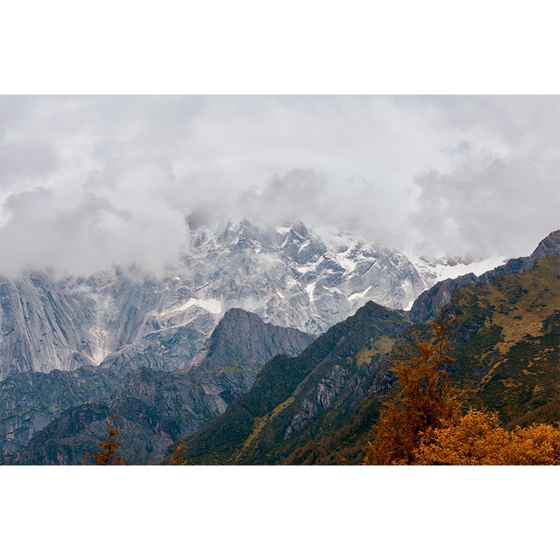 Contemporary Mountain Mural Environment Friendly Wallpaper for Home Decor