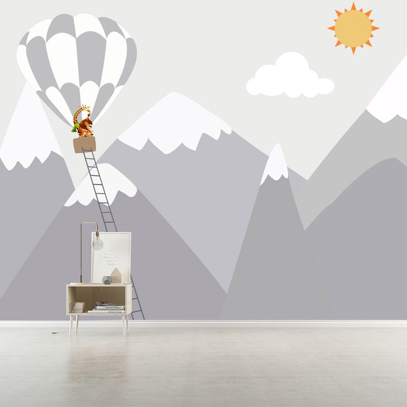 Hot Air Balloon Trip Murals Cartoon Moisture Resistant Kids Room Wall Art, Customized Size