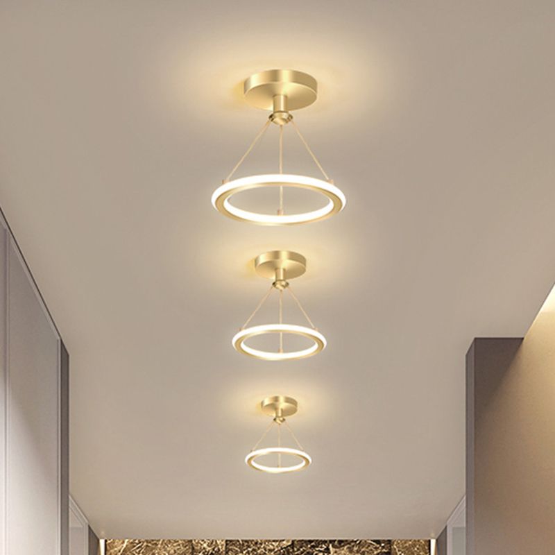 Circle Semi Flush Mount Light Metal Modern Flush Mount Ceiling Light Fixtures for Hallway